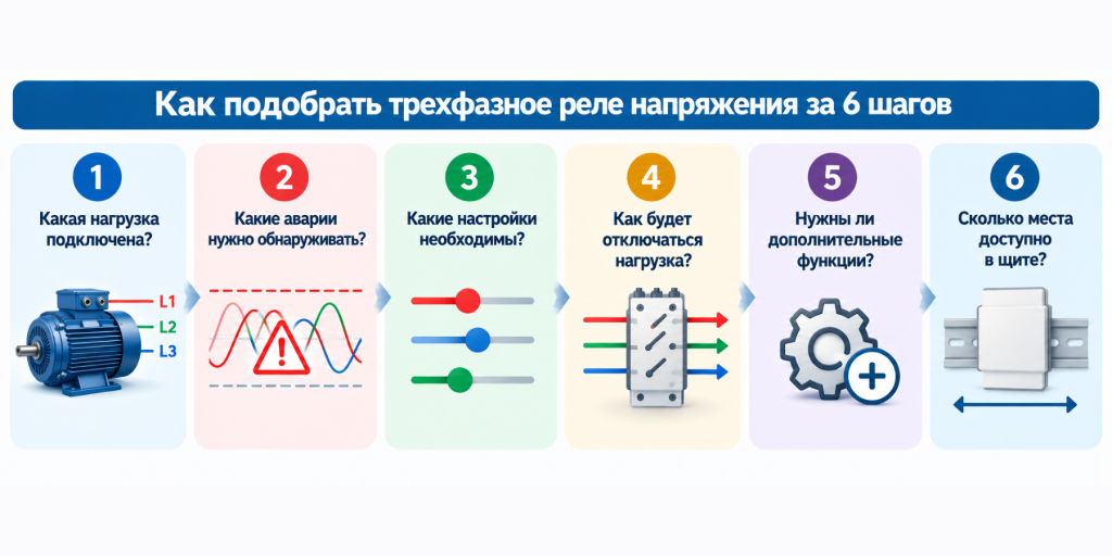 Как выбрать трехфазное реле напряжения по шагам.png Как выбрать трехфазное реле напряжения по шагам.png